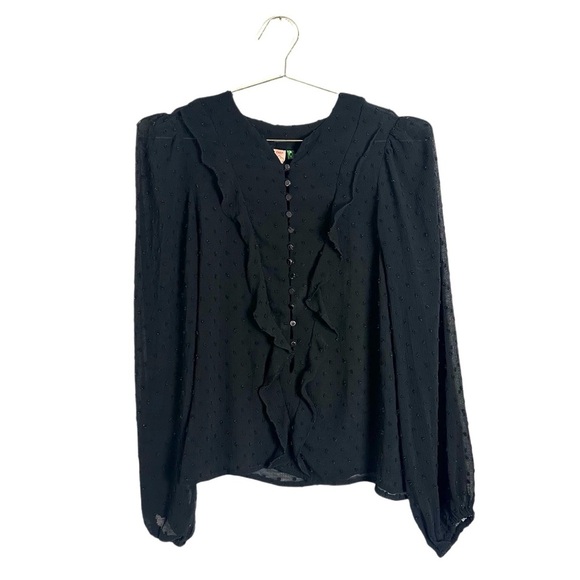 Farm Rio Long Sleeve Swiss Dot Sheer Button Down Size S - Picture 1 of 5